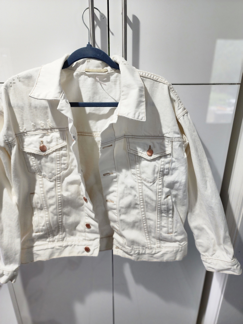 Ecru Denim Jacket - Classic Button-Front